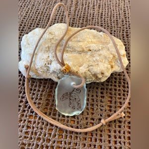 Etched Glass - First Nations - Salmon Design Necklace